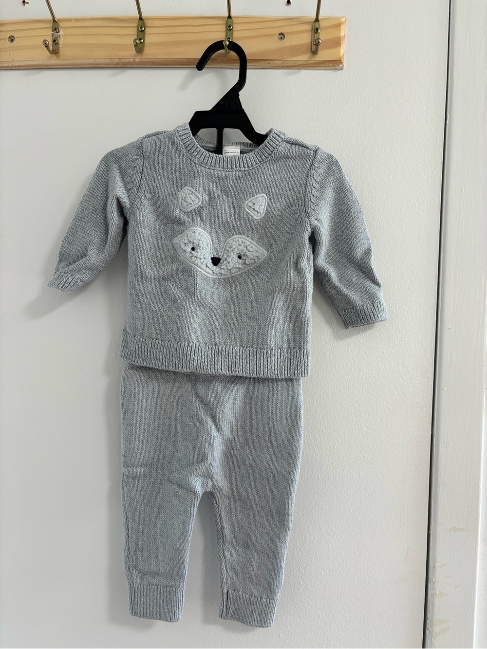 Carter's Light Gray Knit Two-Piece Sweater Set with Fox Motif